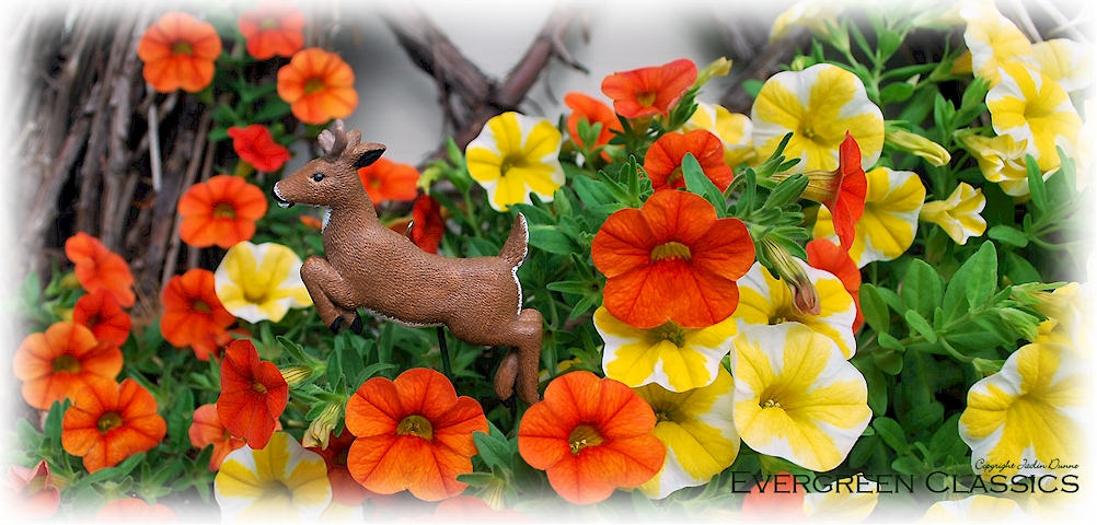 Whitetail buck jumping floral pick.